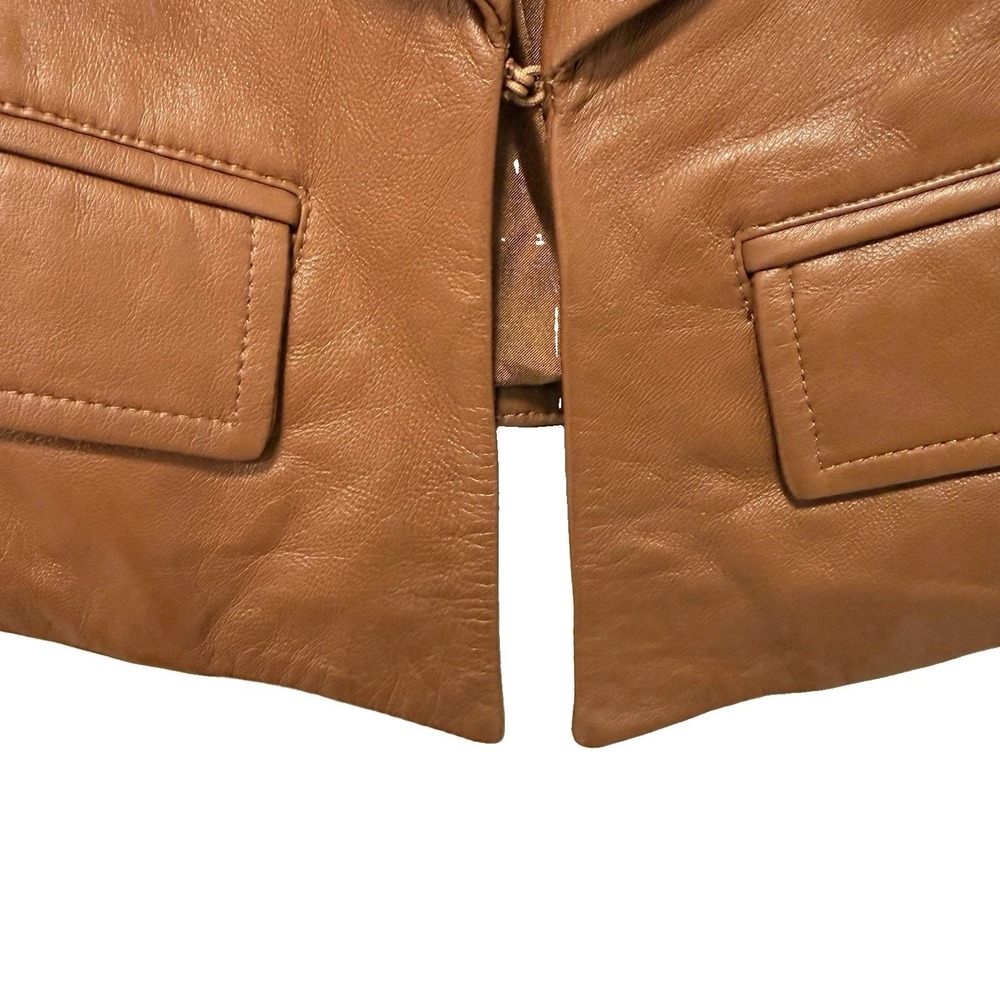 Blanc Noir Cognac Warm Rich Structured Leather Jacket XS - Picture 4 of 9